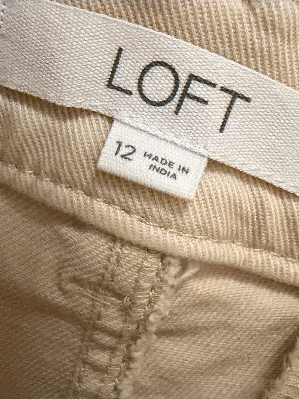 LOFT Palmer Wide Leg Twill Pants Cream Beige Size 12 EUC - Picture 5 of 8